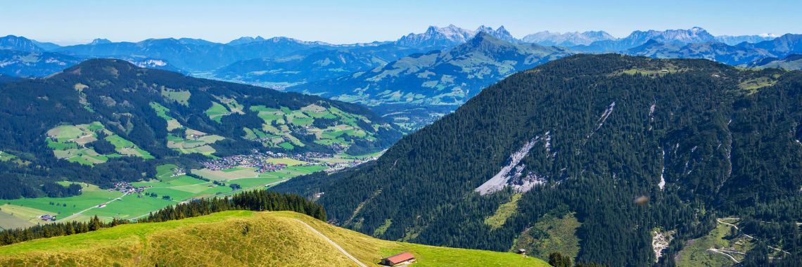 Sommarsemester i Westendorf - berg i förgrunden och Wilder Kaiser i bakgrunden