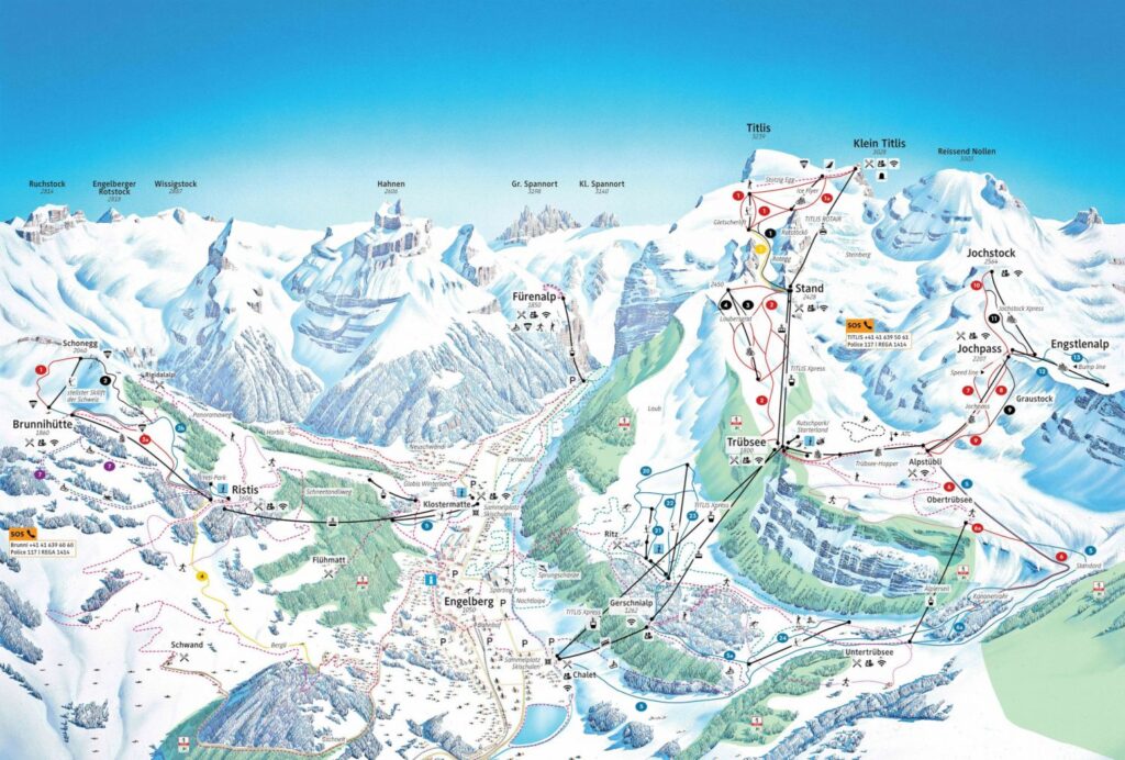 Pistekort Engelberg i Schweiz