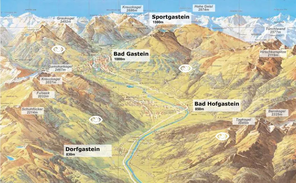 Vandrekort og hiking kort til sommer i bad gastein